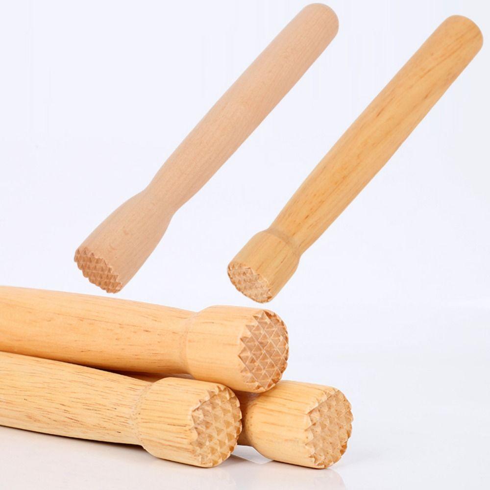Sturdy Beech Wood Muddler Food Safe Long Handle Fruit Tea Pounding Stick Wear-resistant Heavy Duty Wooden Fruit Tea Muddler