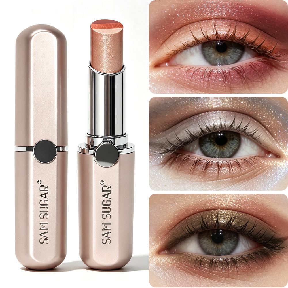 SAM SUGAR Stick Ombretto Cremoso Tricolore Cambiamento Graduale Highlighter e Blush Scintillante Non Disturbante Impermeabile