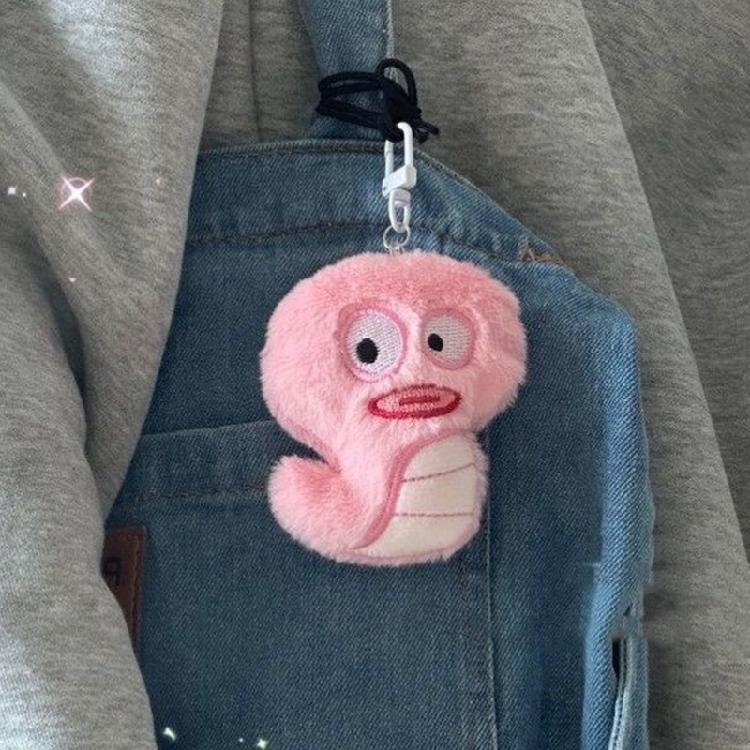 Playful Big Eyed Snake Plush Accessory Playful Cartoon Style Snake Pendant Keychain with Vivid Colors and Soft Texture