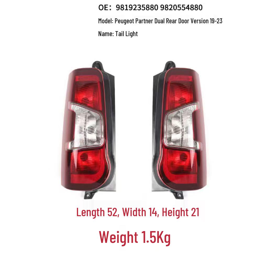 Compatible Peugeot Partner Double Rear Door Tail Light Assembly (2019-2023) Right Side (Passenger)