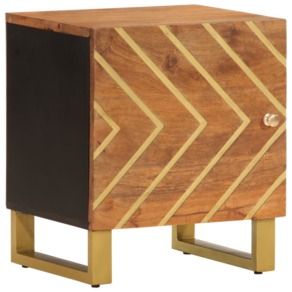 Nightstand in Brown and Black Solid Mango Wood