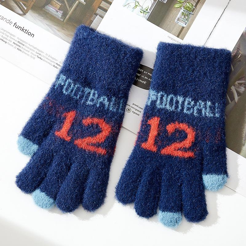 - Years old~ Middle-aged and older children's winter new children's thermal knitted gloves Boys and boys Elementary school students Digital jacquard