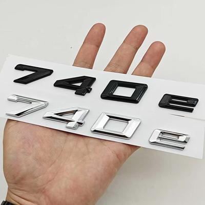 3D ABS Chrome Car Letters Logo 740e Rear Trunk Badge Emblem Sticker For 7 Series EV 740e G11 Auto Tail Marking Accessories