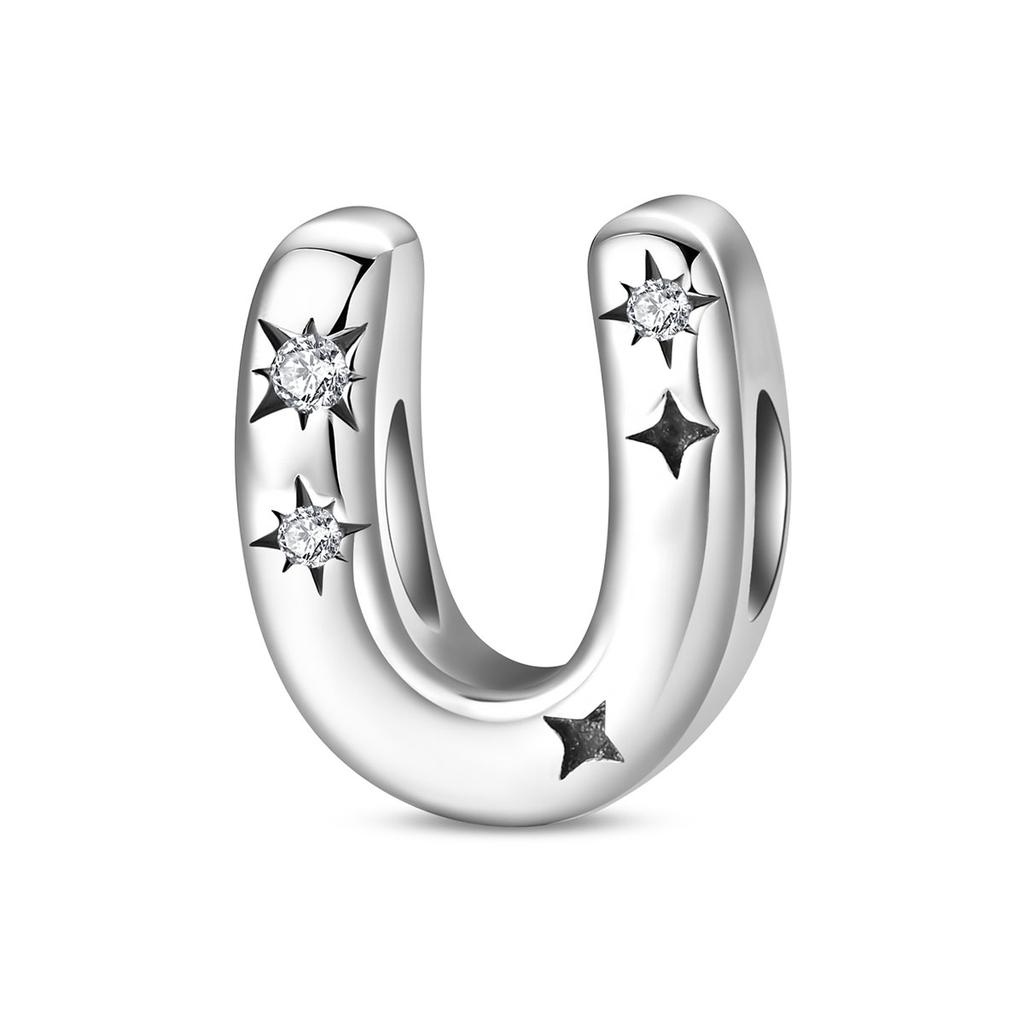 Copper Original 26 Alphabet A-Z Letters Charms Star Zircon Beads Fit Diy Bracelet Fashion Birthday Jewelry For Women Gifts