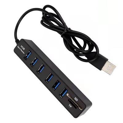 USB 6 Port Card Reader High Speed Transmission Memory TF Hub Multi Splitter Port Plug and Play USB 2.0 for Laptop Computer PC