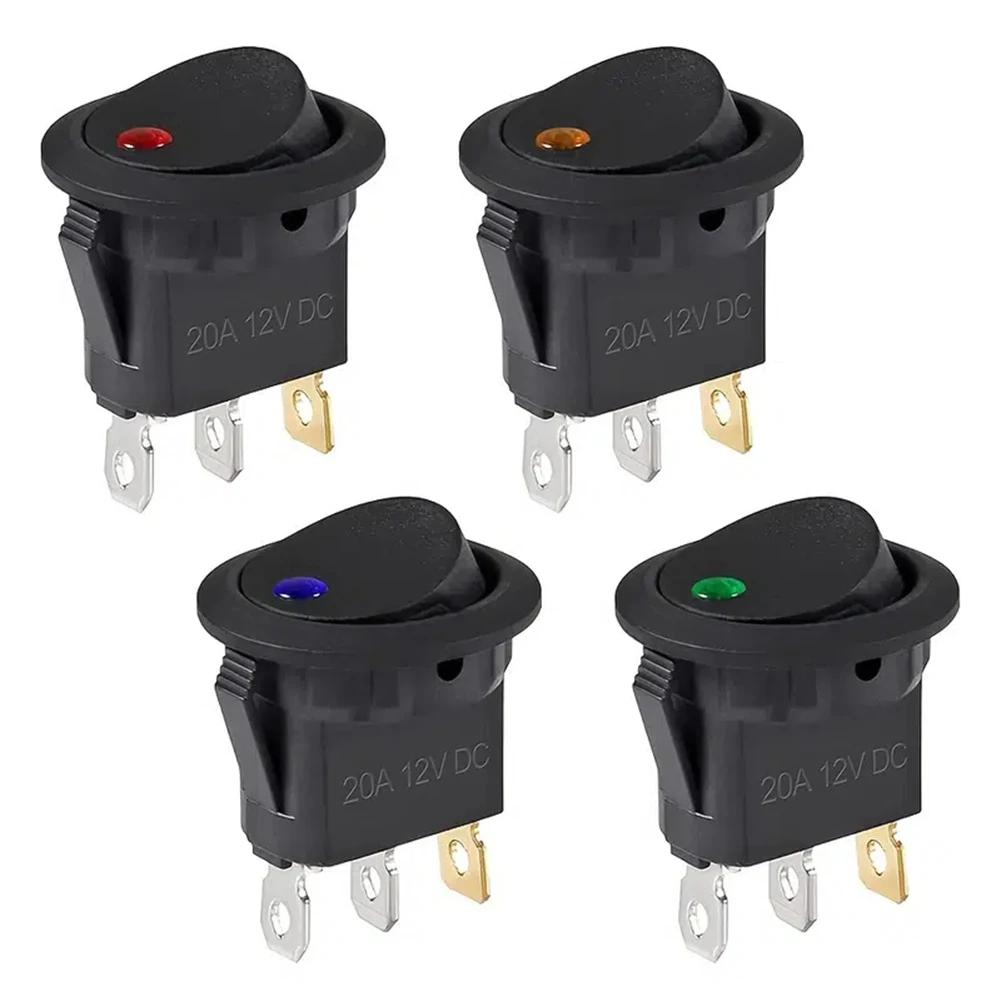 4/1 STÜCK EIN/AUS 20A 12V Wasserdicht LED Licht Lumineszenz Kippschalter Auto Boot Rund Wippschalter Punkt Schalter Autozubehör