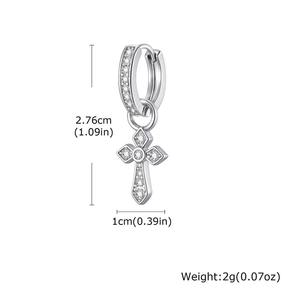 Hiphop Cross Hoop Earrings for Men Women,Crystal Zircon Inlay Metal Cross Huggies Earrings,Cool Pop Punk Jewelry Gift
