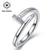 0.1 CTW S925 Sterling Silver Hypoallergenic Nail-Style Moissanite Ring for Women Wrap Design with Pave Stones