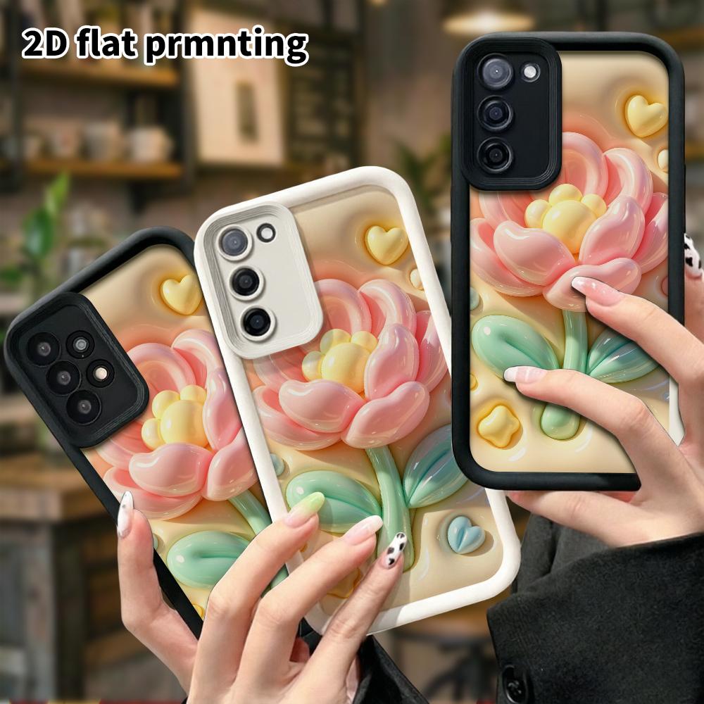 Phone Case: 2D flat, suitable for Samsung Galaxy A34 A35 M05 M06 S20 S22 S21 FE Plus 5G protective case, pink tulip, perfect Christmas and Halloween h