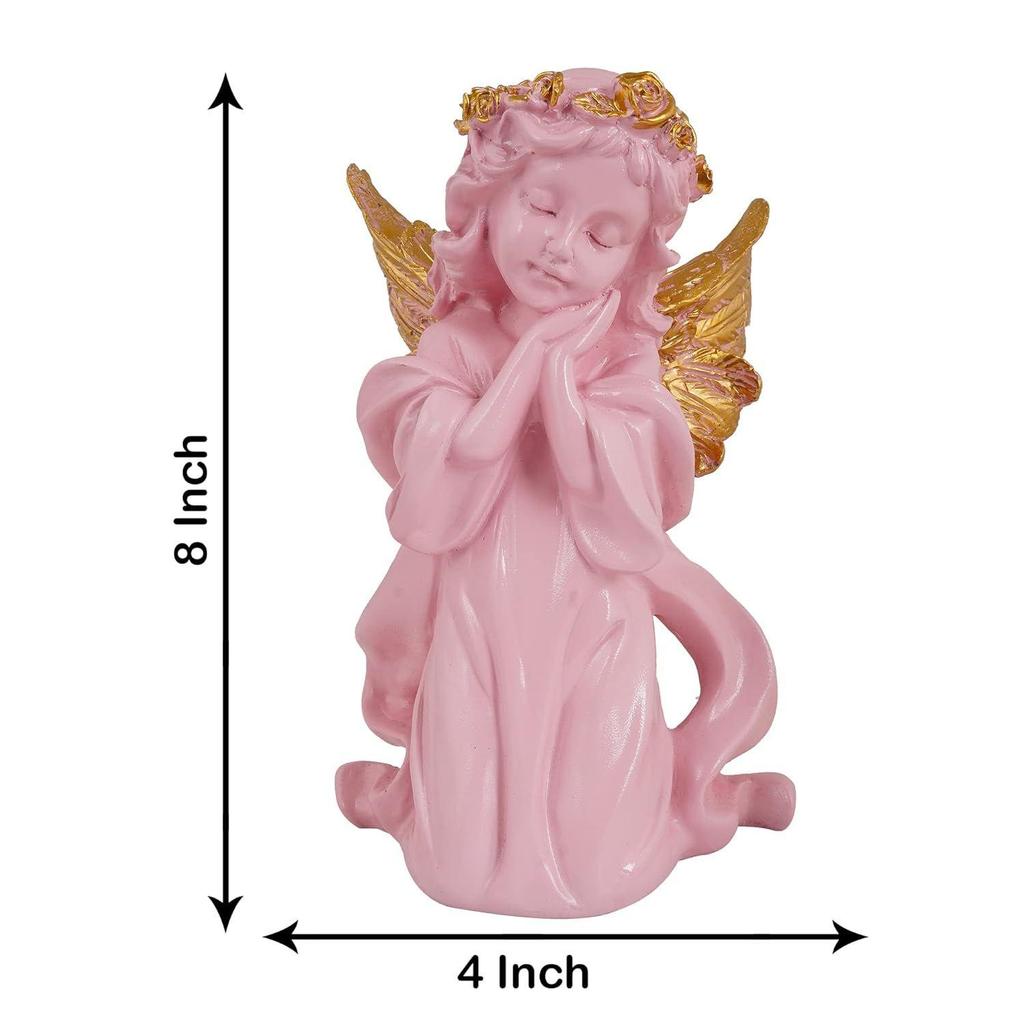 Angel Girl Showpiece for Home Decor | Winged Fairy Statue for Shelves | Pink SG