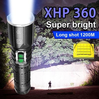 Ισχυρός Φακός XHP 360 LED Φακός Υψηλής Φωτεινότητας 900000LM Φώτα Φλας Ζουμαριστός Φακός Φως Επαναφορτιζόμενη Λάμπα Αδιάβροχα Φώτα