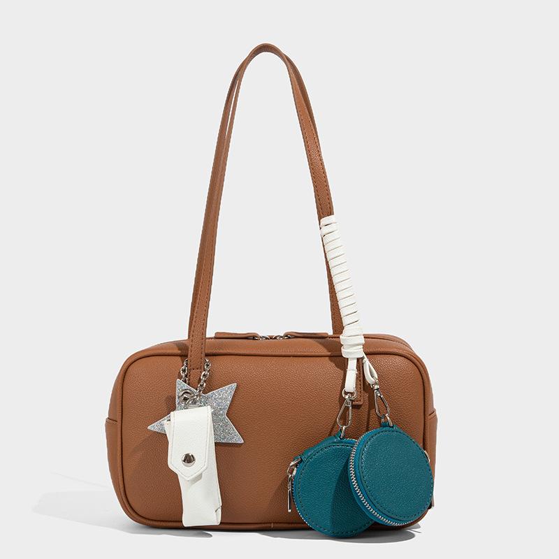 2025 New Women's Bag High-End Niche Boston Bag Simple Versatile Underarm Bowling Bag