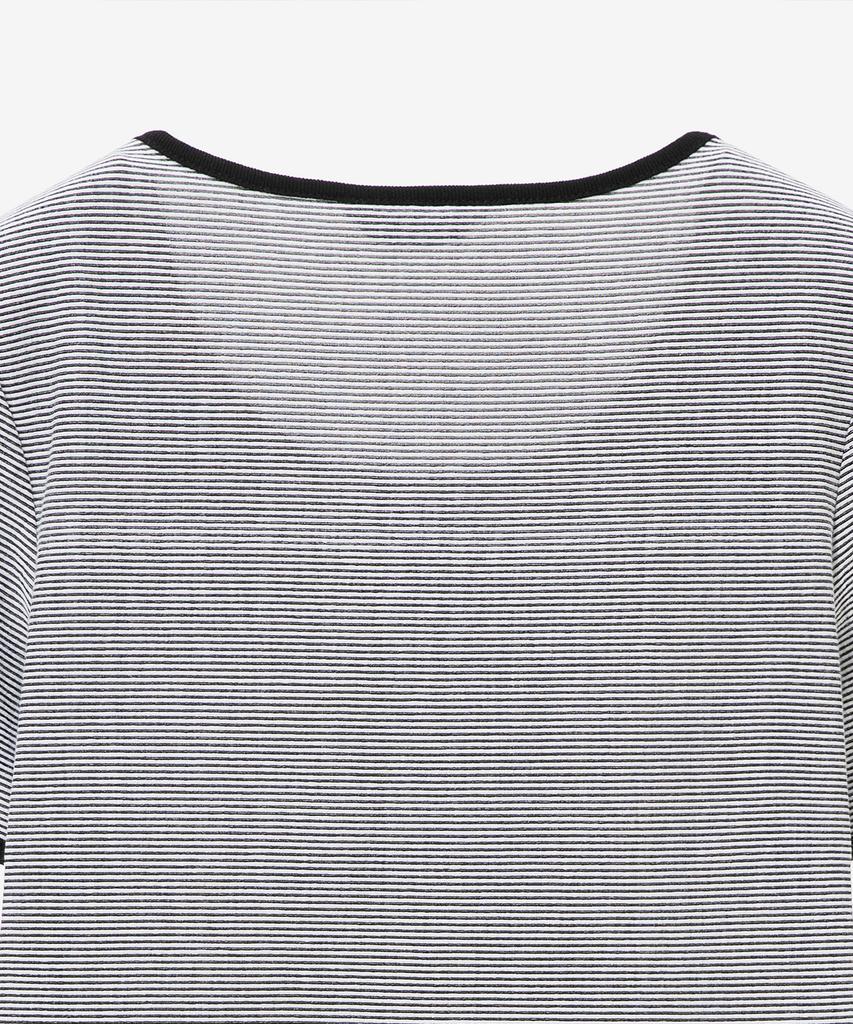 MIND BRIDGE WOMEN [W] U-Neck Striped Ringer Short Sleeve T-Shirt