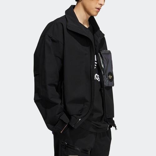 adidas Pocket Logo Outdoor Wind Woven Stand Collar Work Jacket Men’s Black