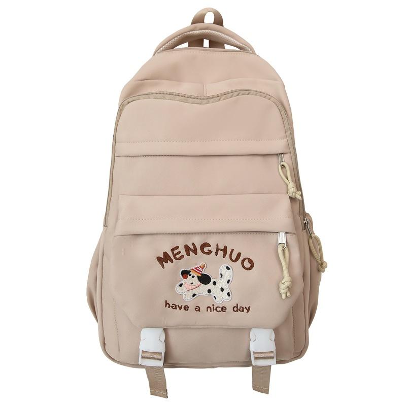New Cartoon Puppy Embroidered Schoolbag High Value Korean Version Ins College Style Junior High School Students Multi Layer Backpack