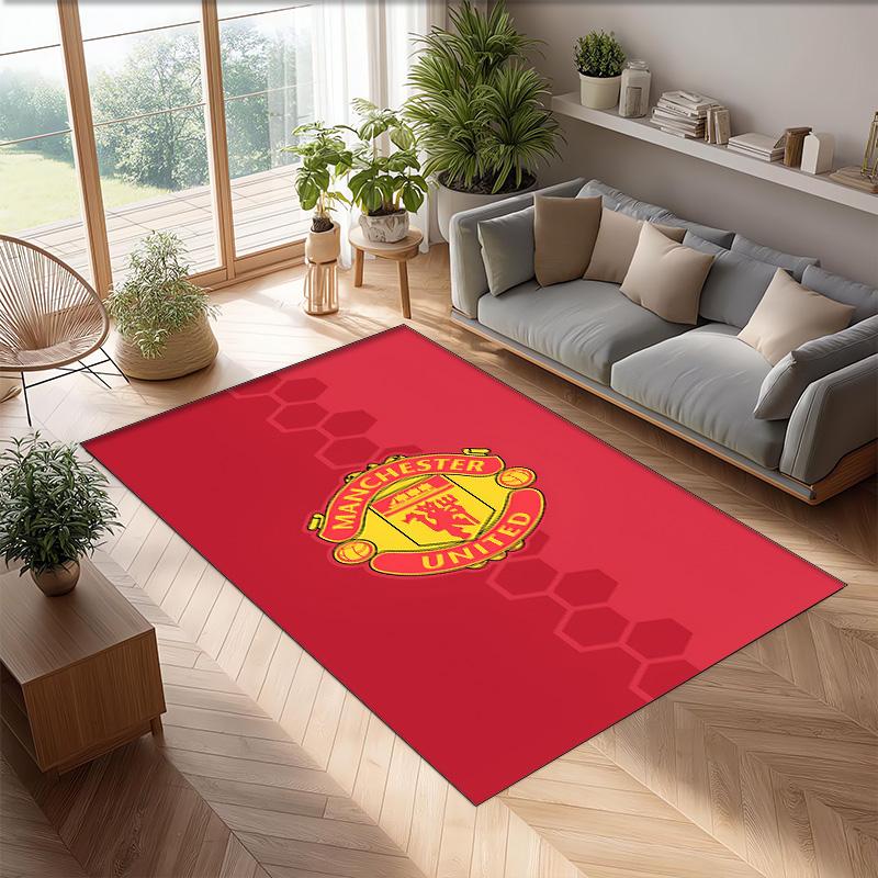 Manchester United Theme rug Soft Crystal Velvet Area Rug Non-Slip Floor Carpet for Living Room Bedroom Nursery