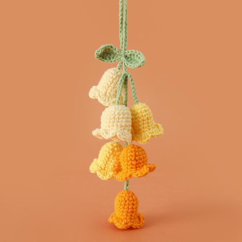Bell Orchid Crochet Flowers Pendant Car Mirror Pendant Bag Decor Artificial Flowers Decoration Gift