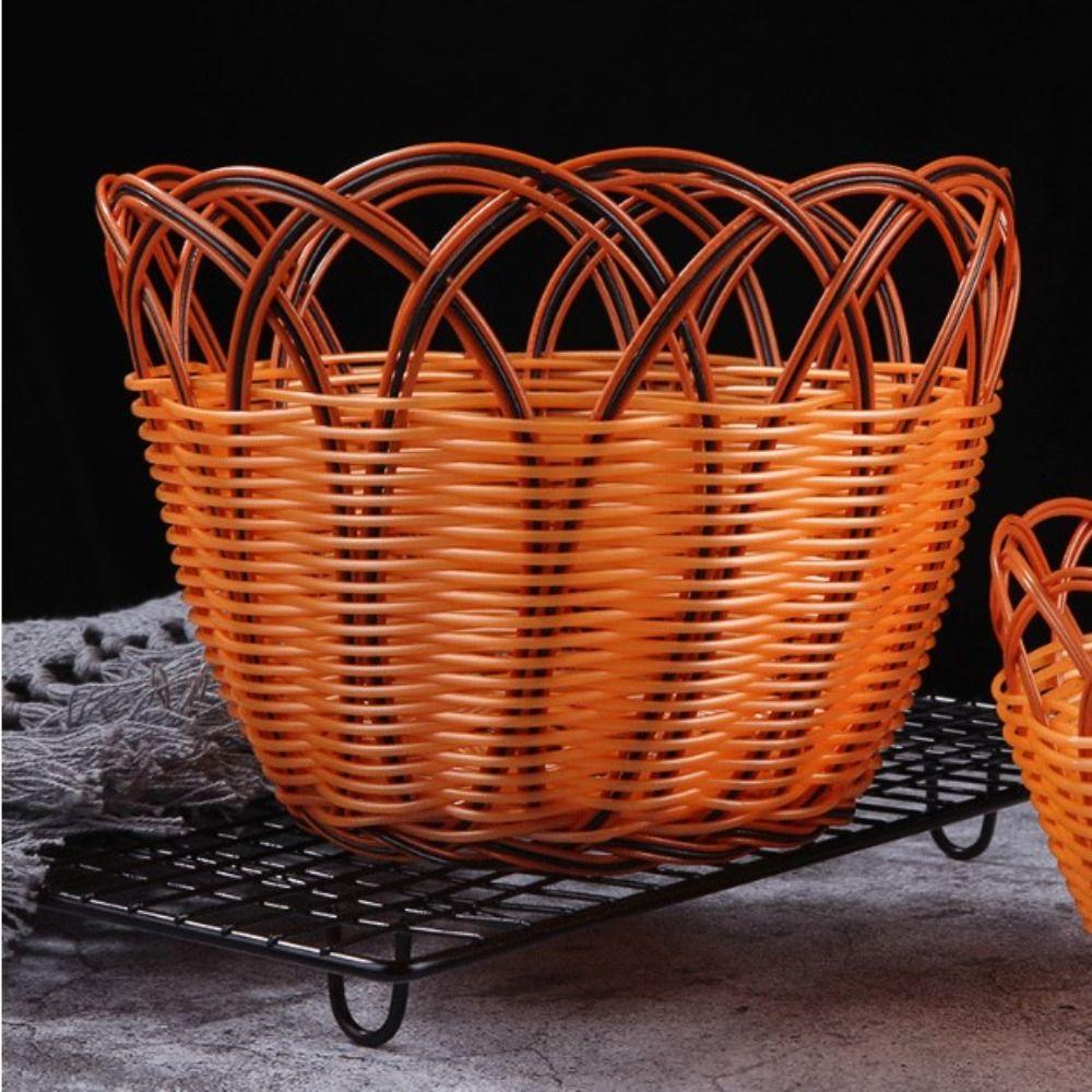 Handgewebte Kunststoff-Imitations-Rebe Obstplatte Härte Brot Obst Gemüse Körbe