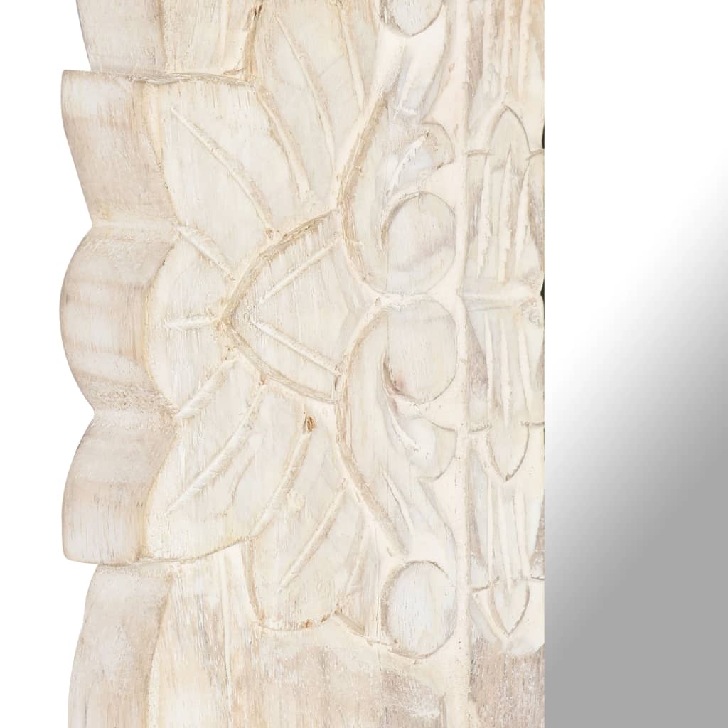 Bianco Specchio 80x50 cm Legno di Mango Massiccio