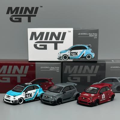 MINIGT 1:64 Grey Red Abarth 595 LB-WORKS X Abas Works Alloy Car Model 995 963 1051