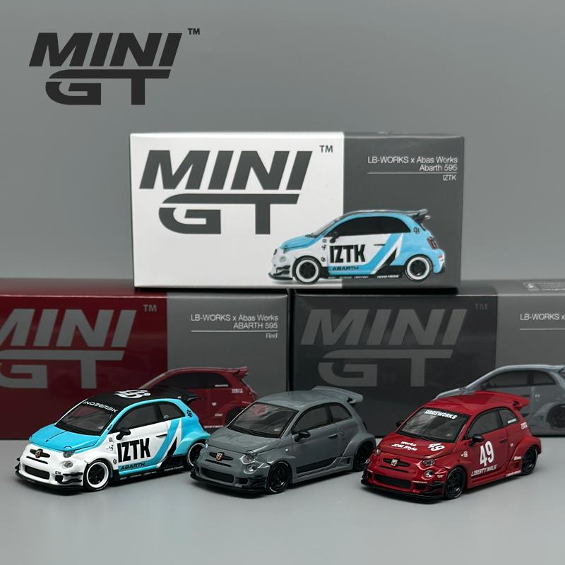 MINIGT 1:64 Grey Red Abarth 595 LB-WORKS x Abas Works alloy car Model 995 963 1051