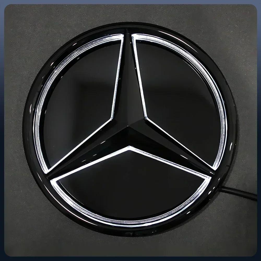 Autoaufkleber 2025 Heiß Für Mercedes Benz Passend Für Mercedes Benz Chrom Silber Frontgrill Spiegel Stern LED Weiß Beleuchtetes Emblem