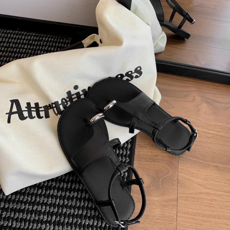 Fashion Women's Sandals Flat Cover Toe Comfortable Women's Shoes 2025 Summer New Retro Women's Casual Roman Sandals Zapatos De Mujer