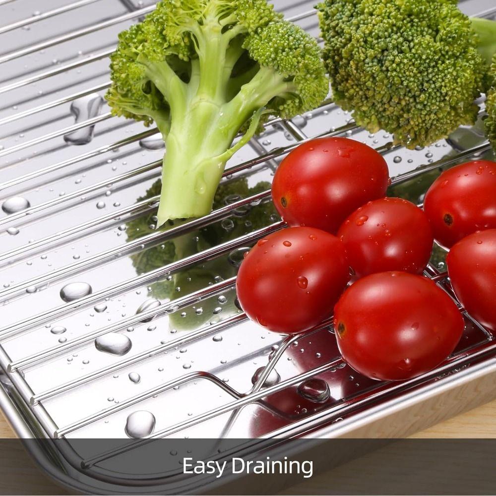 Drátěné rošty Plech na pečení s chladicím roštem Sada Nerezová ocel Pizza Grilovací stojan Ženy