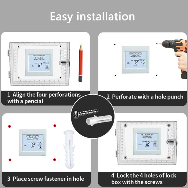 Clear Thermostat Lock Box With Key Lockable Thermostat Protective Cover Replacement Guard for Thermostats on Wall