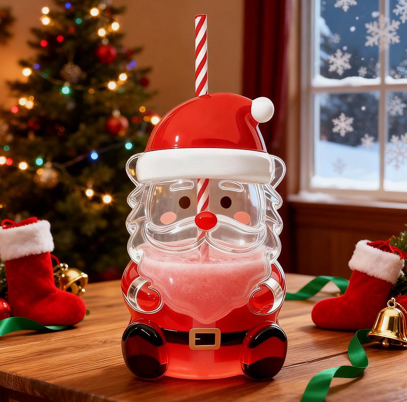 

Кружка со стеклянной соломинкой на рождественскую тематику с милым прозрачным дизайном и зеленой шляпкой - очаровательная бутылка для воды. One Size