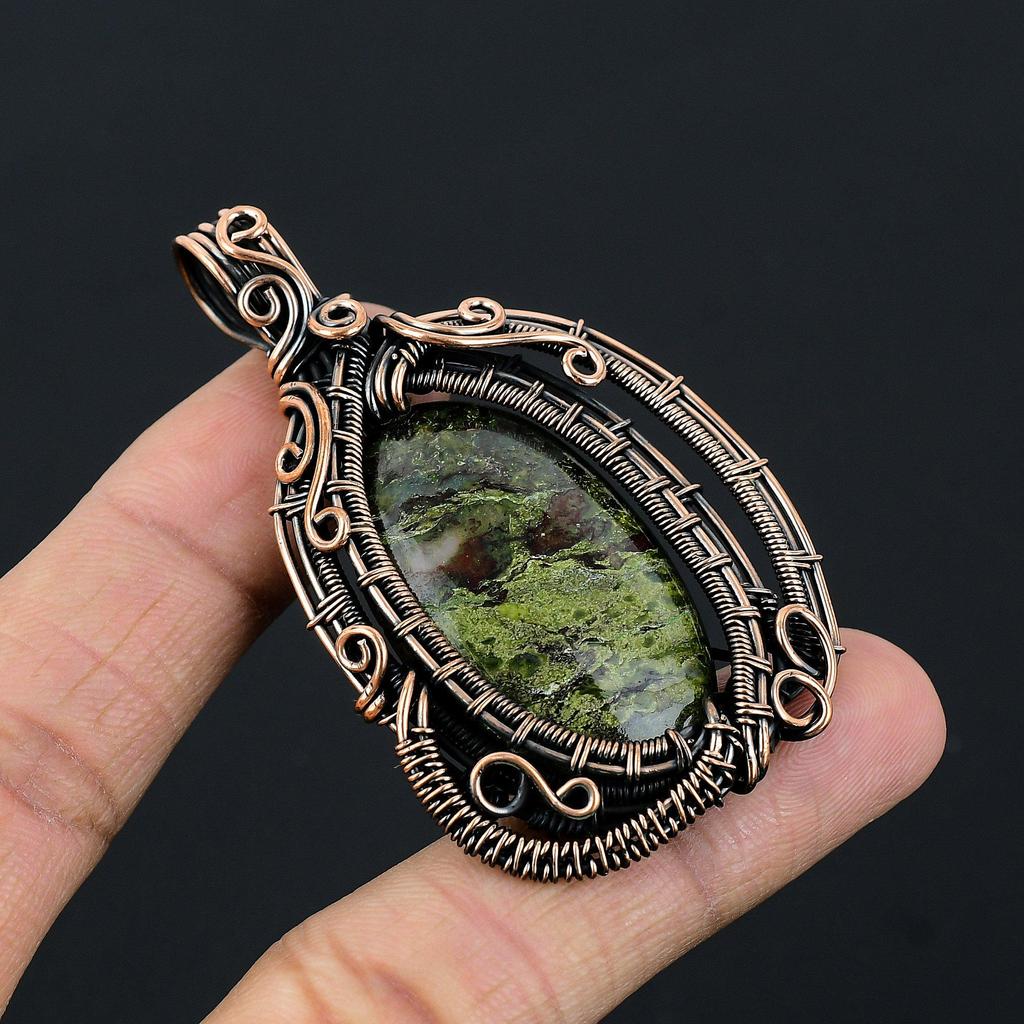 Bloodstone 999 Copper Wire Wrapped Pendant Handmade Gemstone Jewelry, Gifts For Wife Brand New Pendant