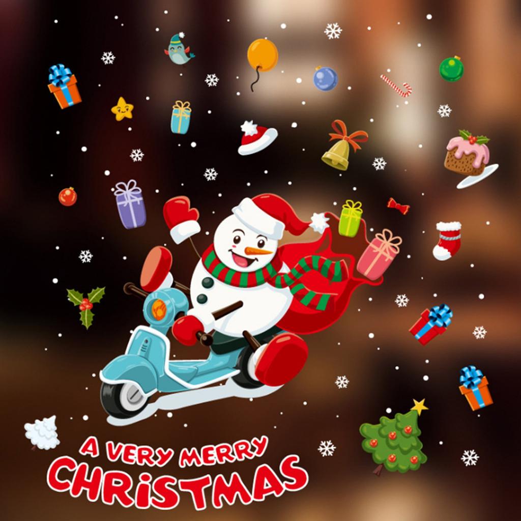 Creative Christmas Snowman Window Glass Sticker Self-adhesive Wall Sticker