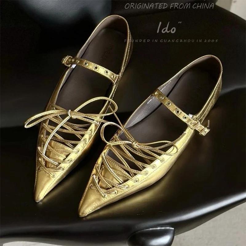 Pointed Toe Women Flats Loafers Shoes Dress Summer Fashion Shallow Sandals Lolita Luxury Woman Shoes 2025 New Brand Ladies Shoes