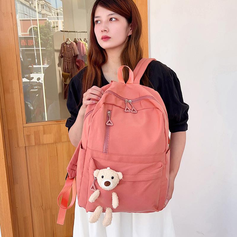 Stylish Black Purple Pink Blue Canvas Backpack For High School College Students With Large Capacity