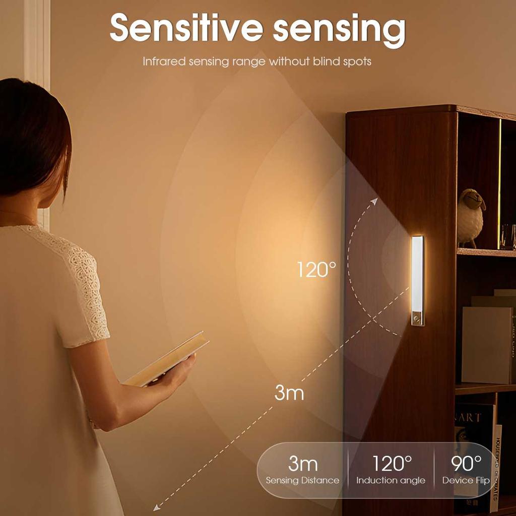 Rechargeable Wireless Motion Sensor Magnetic Lighting Warm Color LED Night Light for Family Room Home Decoration