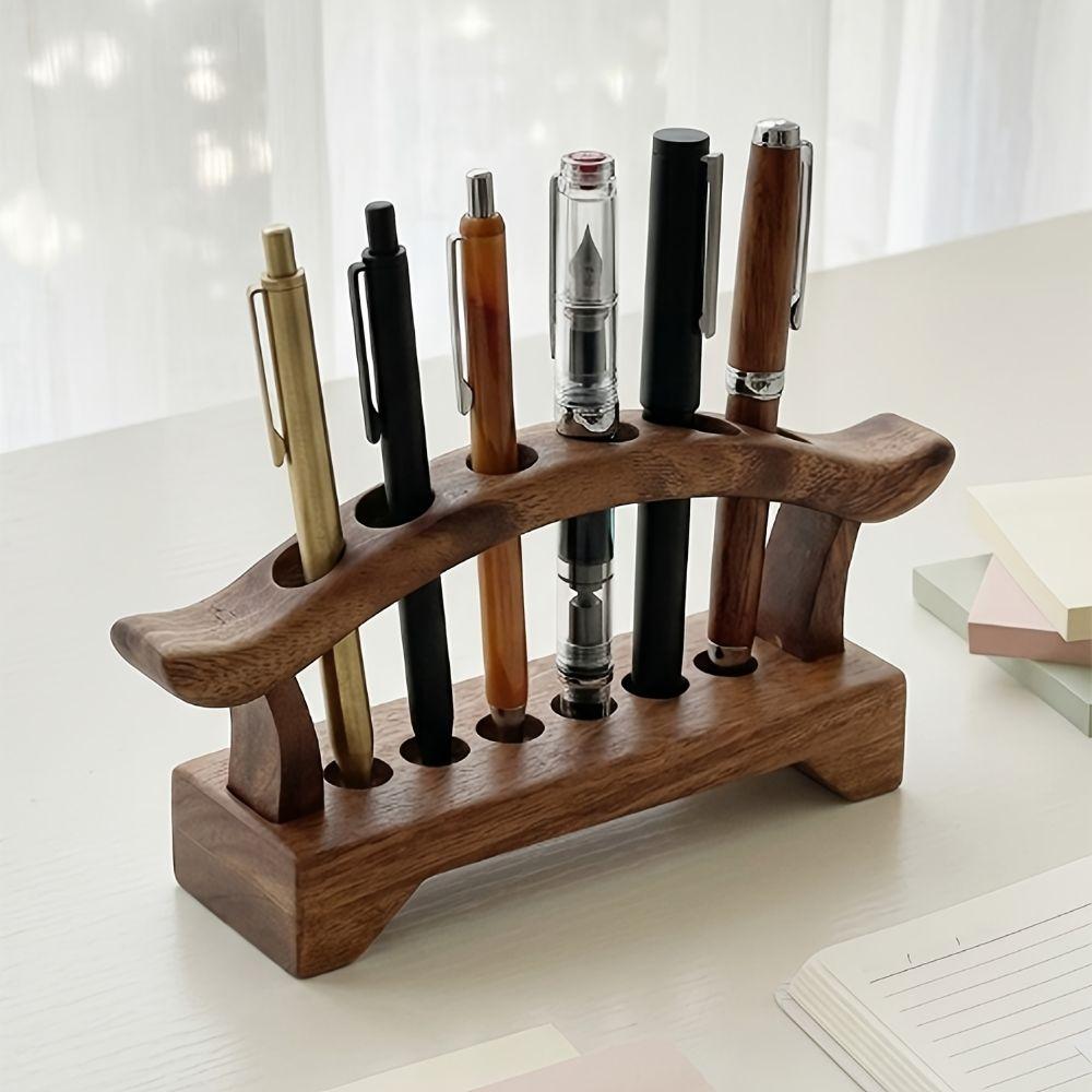 Simple Wooden Pen Holder Multifunction Tea Tools Storage Rack Desk Organizer Office Supplies