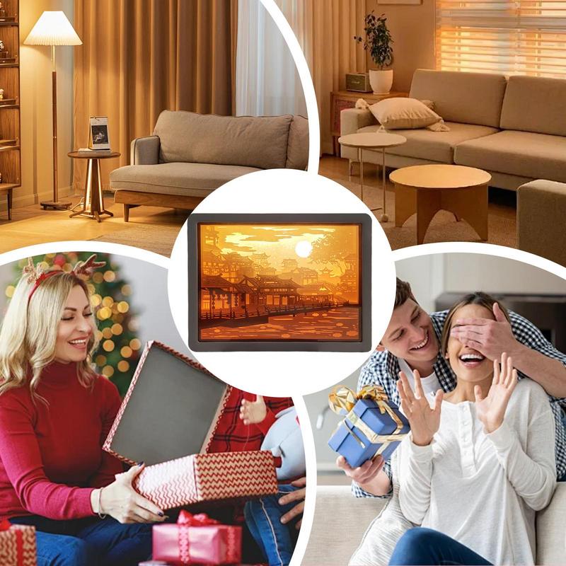 Papercut Light Box Frame Night Lights 3D Papercut Light Boxes Frame LED Night Lights Paper Sculptures Night Lamp For Valentine's