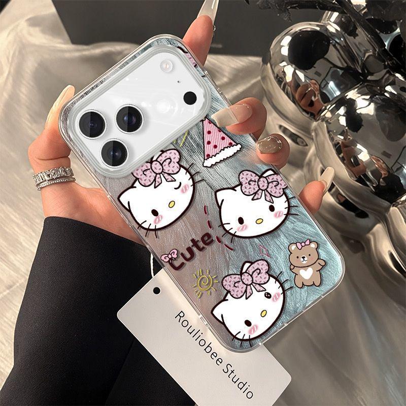 Stydlivý kreslený kryt Hello Kitty s tvrdou skořepinou pro iPhone 13/14/15/16PRO/17AIR
