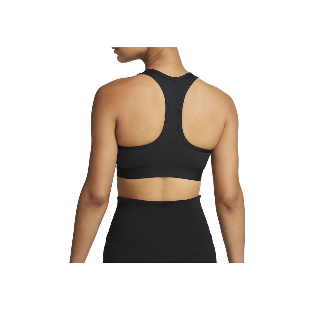 Nike Swoosh Medium Support Logo Print Round Neck Bra Women underwear Black DX6821-010