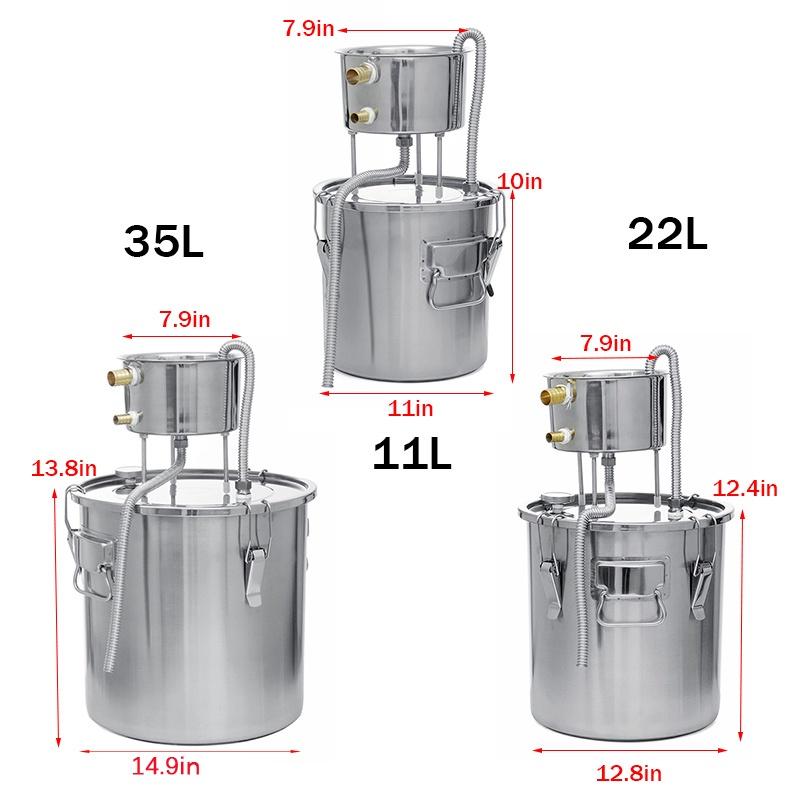 3/6/9 galoane 11/22/35 litri Tub de cupru Moonshine Still Spirits Apa Distiller Alcool Brew Home Brew Kit de preparare a vinului