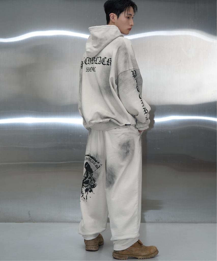 Pichibeullaeg Dirty White Printing Sweat Pants (White)