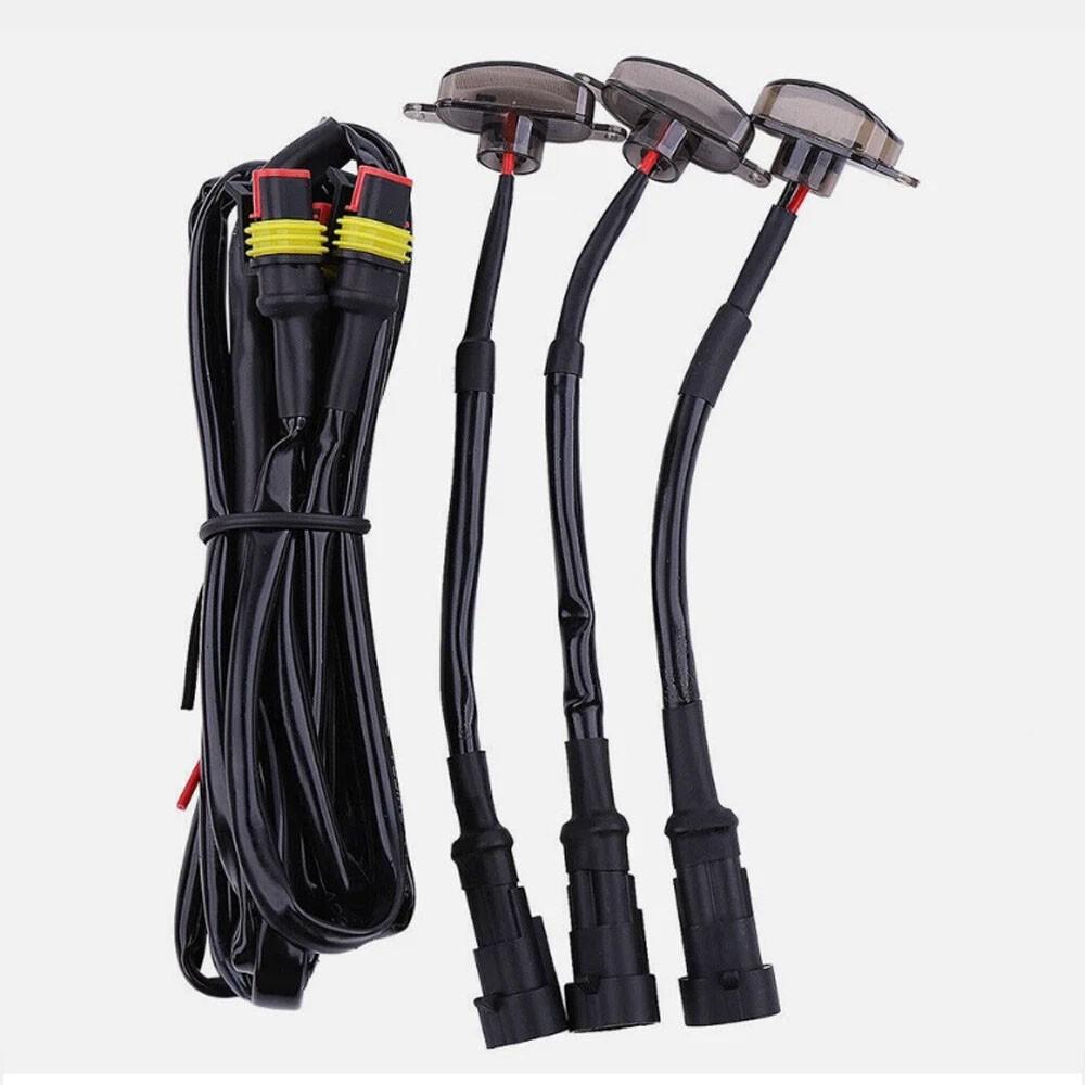 3 pcs For Ford F150 Raptor Front Grille Smoked Lens Amber LED Lamp Running Light