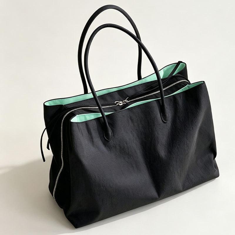 

Tote Bag, Lightweight Nylon Large Bag, Large Capacity Multi Compartment Computer Bag for Work Travel College, Boxy Work Bag, Teacher Bag, Teacher Bag