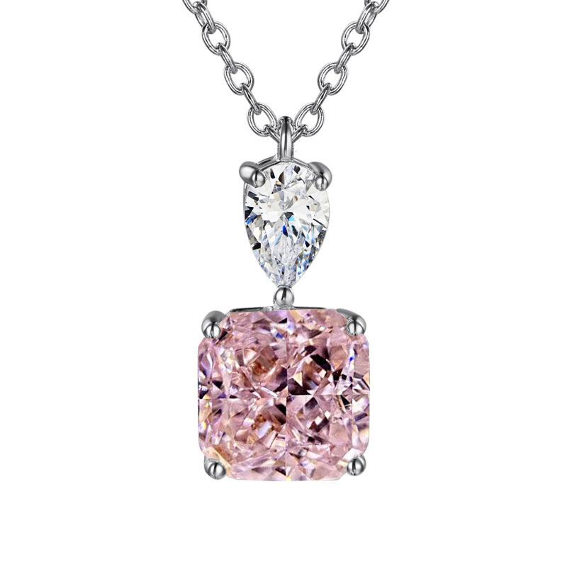 Pear and Square Cut Pendant Necklace Sparkling Design for Women