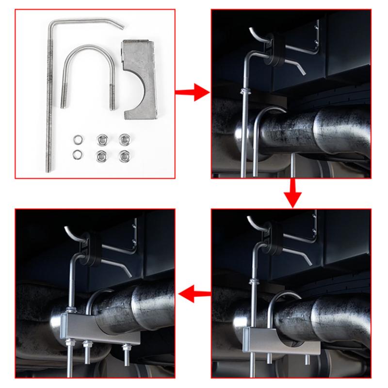 2.5 Inch Automobile Exhaust Clamp With Hanger Hook Rear Muffler Hanger Tool Adjustable Fastening Bracket For Car Exhaust Systems