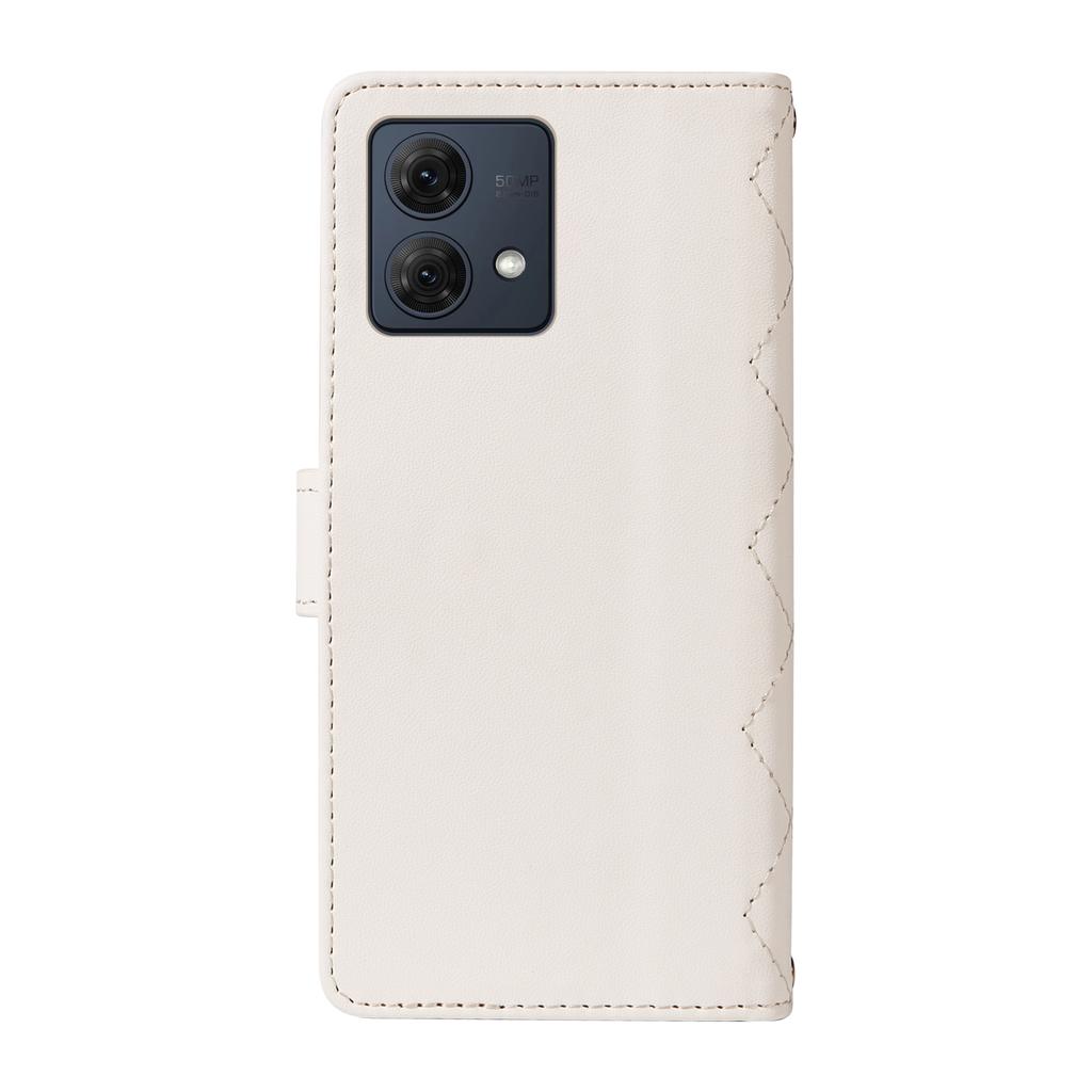 For Motorola Moto G84 5G Case Wallet Rhombus Leather Phone Cover with Shoulder Strap,Wrist Strap