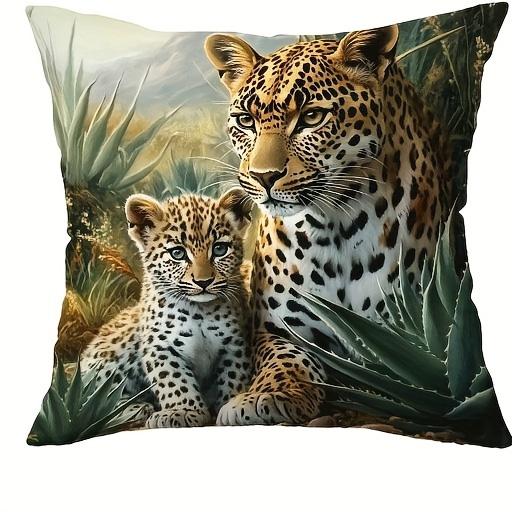 1/4pcs African Wildlife Safari Throw Pillow Covers Wild Animal Leopard Elephant Giraffe Home Decor Cushion Cover