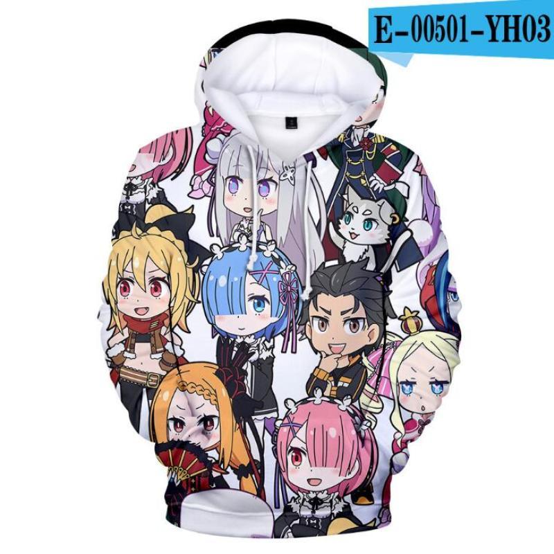 

Japan Anime Re:Zero Twin Maid Ram Rem 3D Print Жіночі/чоловічі толстовки Світшоти з довгим рукавом Casual Harajuku Хіп-хоп пуловери S