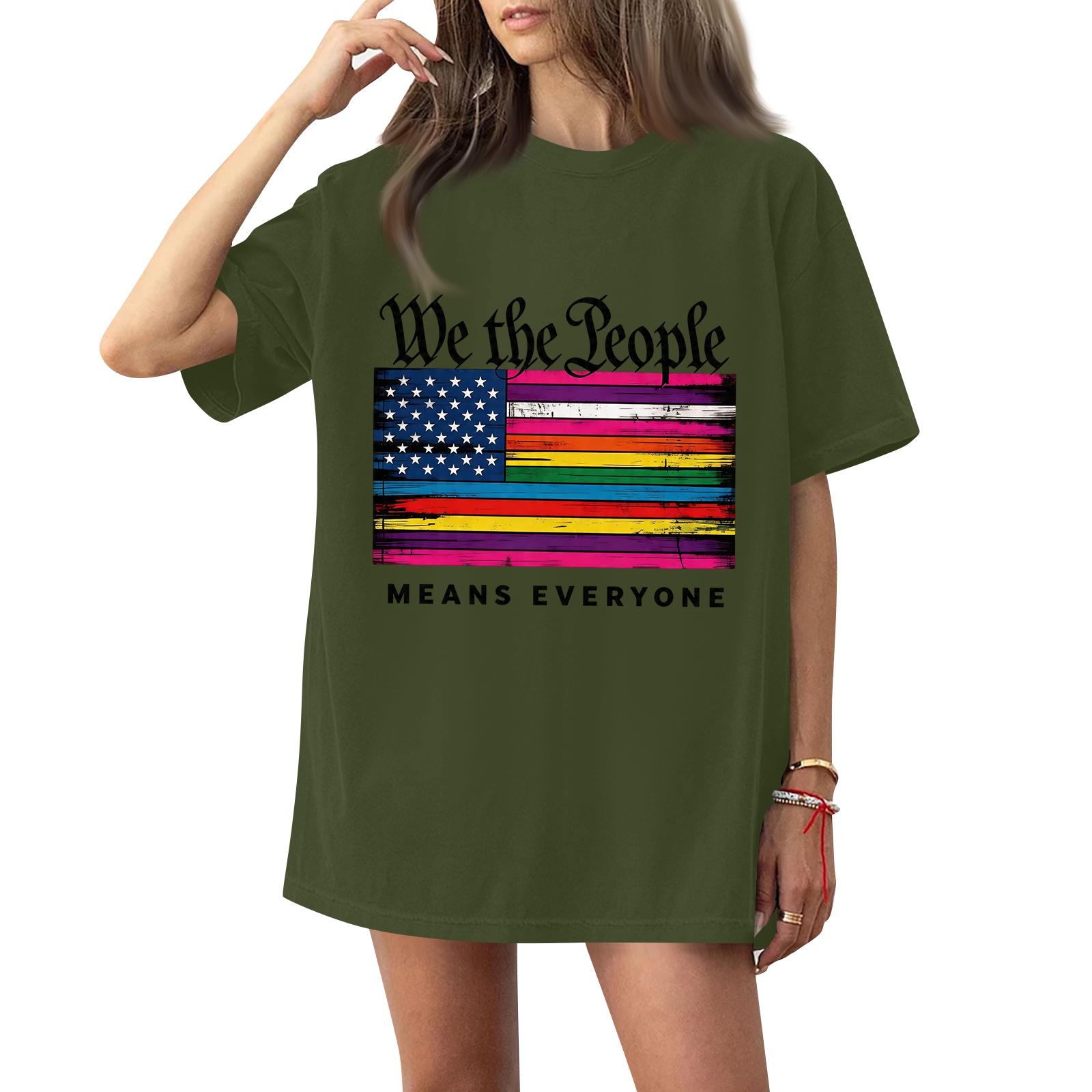 

Women s Fashion Casual Printed Short Sleeve Round Neck Pullover Tops L армия зеленый