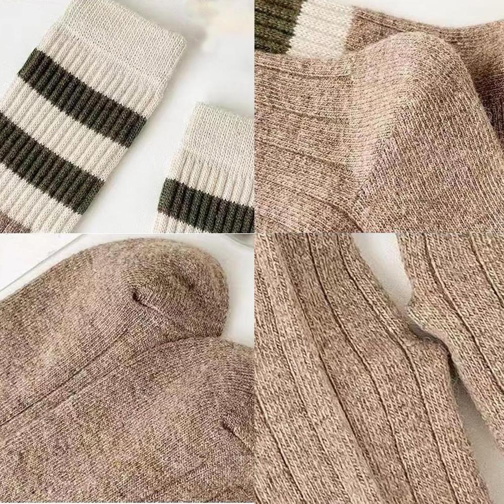 5 Pairs Retro Striped Womens Socks Athletic Crew Socks for Women Cozy Boots Socks Thermal Socks for Women